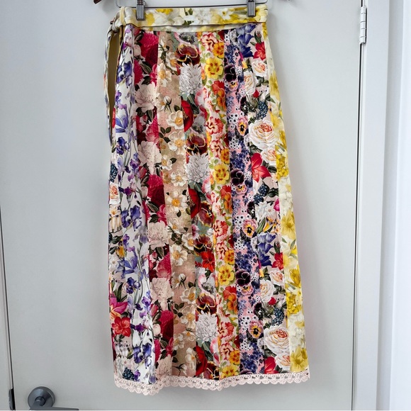 NWOT Zimmermann Wonderland floral-print wrapped linen skirt 0 - Picture 5 of 16